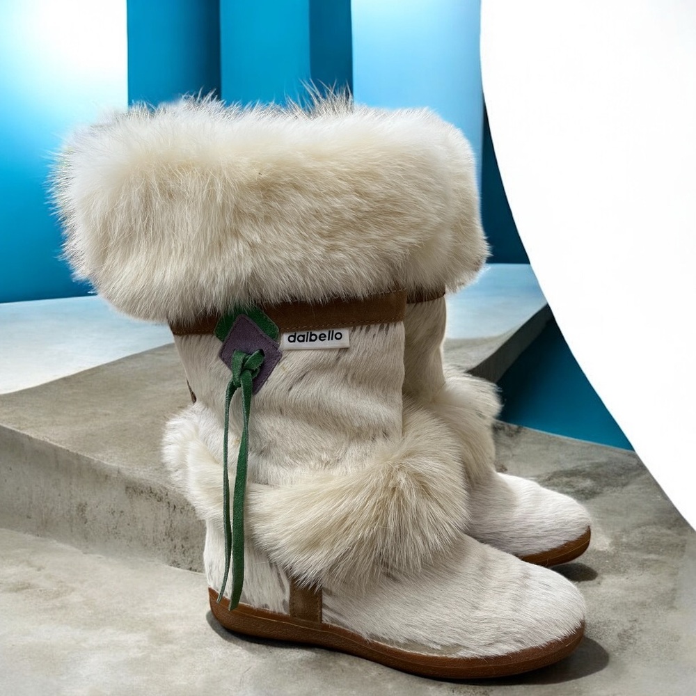 NWT Dalbello Diavolezza White Fur Boots Calf Hair & Real Fox Size 6.5